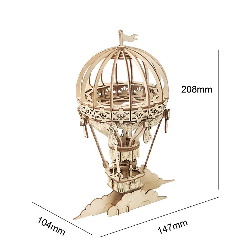 Hot Air Balloon – 3D Wooden Puzzle Model Kit (140 Pieces, Ages 8+)