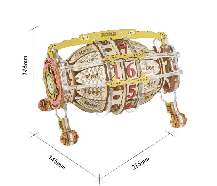 Time Engine Calendar – 3D Wooden Puzzle Clock & Date Display (Ages 7–14)