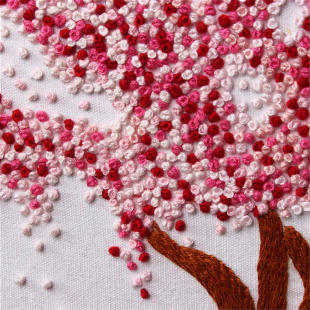 🌸 DIY Stamped Embroidery Starter Kit – Blossoming Tree Series (4 Nature-Inspired Designs)