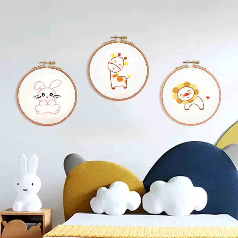 🧵 Beginner Embroidery Kit – Adorable Animal Collection (Complete DIY Set)