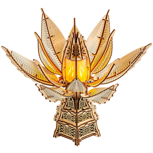 Wood Trick “Fiery Bloom” – 3D Wooden Mechanical Flower Lamp with LED Illumination & Moving Petals (246 Pieces)