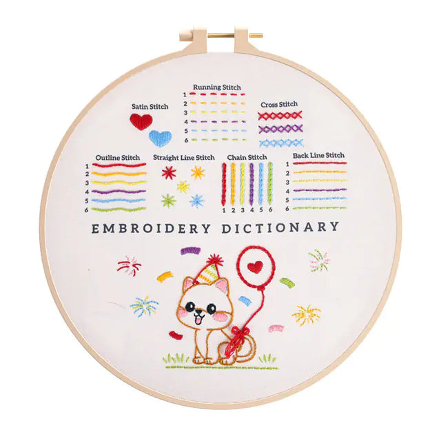 DIY Easy Embroidery Kit – Beginner‑Friendly Printed Pattern Set (18 Color Variations, Plastic or Bamboo Hoop)