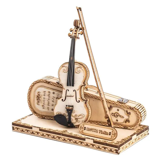 Wooden Violin – 3D Puzzle Model Kit with Bow & Case (Ages 8+, No Tools Required)