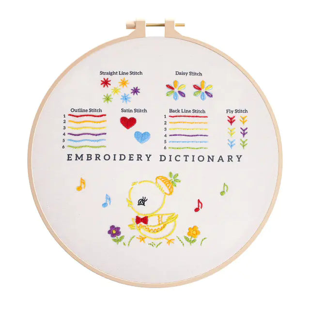 DIY Easy Embroidery Kit – Beginner‑Friendly Printed Pattern Set (18 Color Variations, Plastic or Bamboo Hoop)