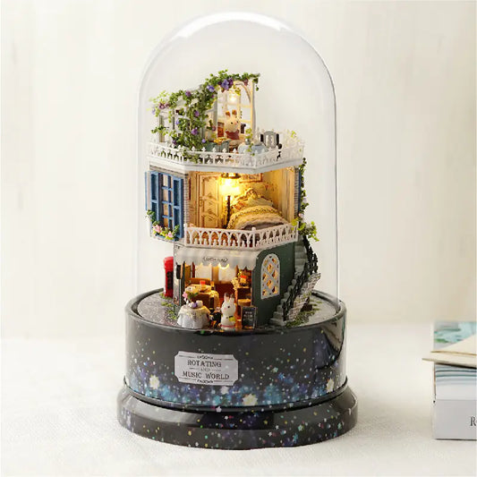 Moonlight Café Loft – Rotating Music World with LED & Sound | Handcrafted Night‑Time Miniature Retreat