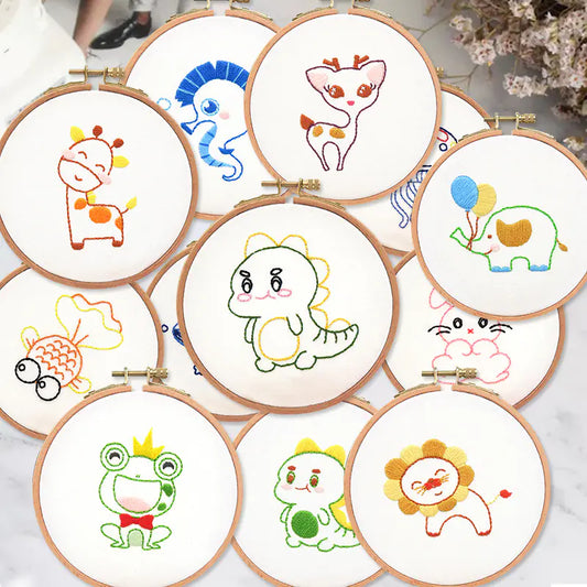 🧵 Beginner Embroidery Kit – Adorable Animal Collection (Complete DIY Set)