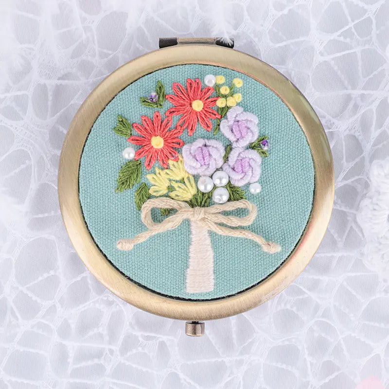 🌼 Flower Handmade Embroidery Mirror Craft – DIY Kit (9 Whimsical Variants)