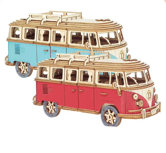 DIY Wooden 3D Camper Puzzle – Red or Blue Variant (226 Pieces, Ages 15+)