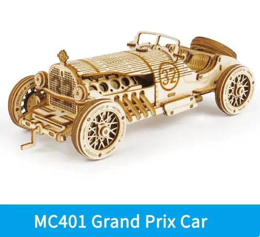 MC401 Grand Prix Car – 3D Wooden Puzzle Model Kit with Moving Parts (Ages 8+)