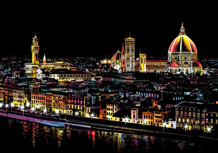 City night scratch painting