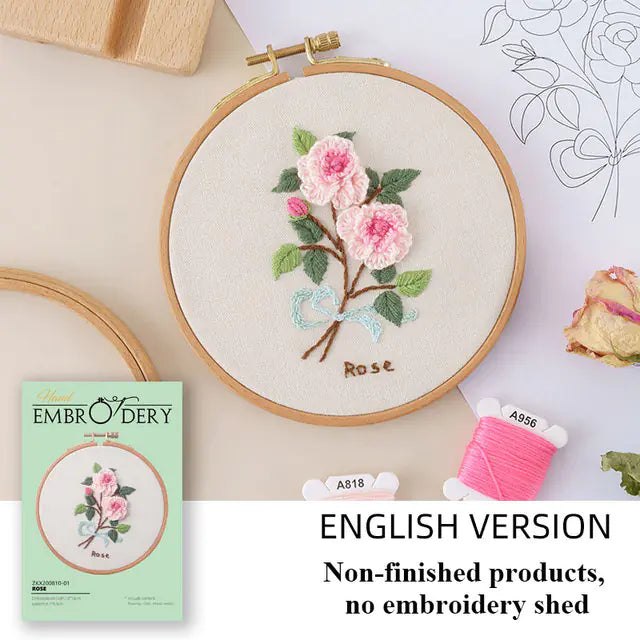 🌸 Sweet Bedroom Embroidery Kit – DIY Floral Needlework Set