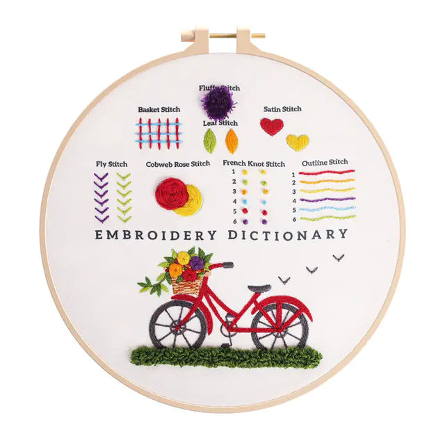 DIY Easy Embroidery Kit – Beginner‑Friendly Printed Pattern Set (18 Color Variations, Plastic or Bamboo Hoop)