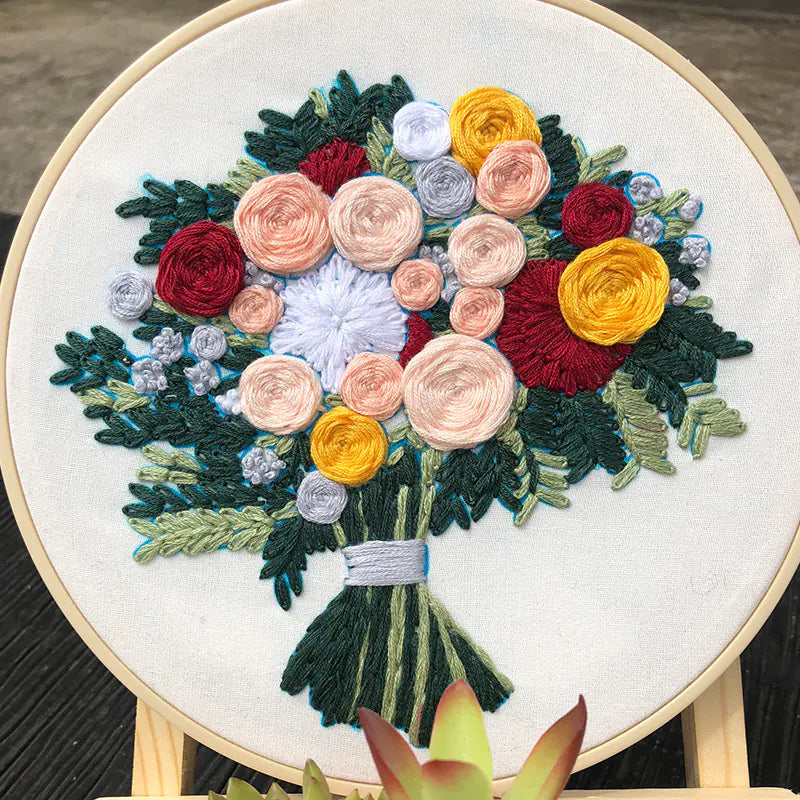 🌸 Creative DIY 3D Flower Embroidery Kit – 4 Sentimental Variants | Complete Gift-Ready Set