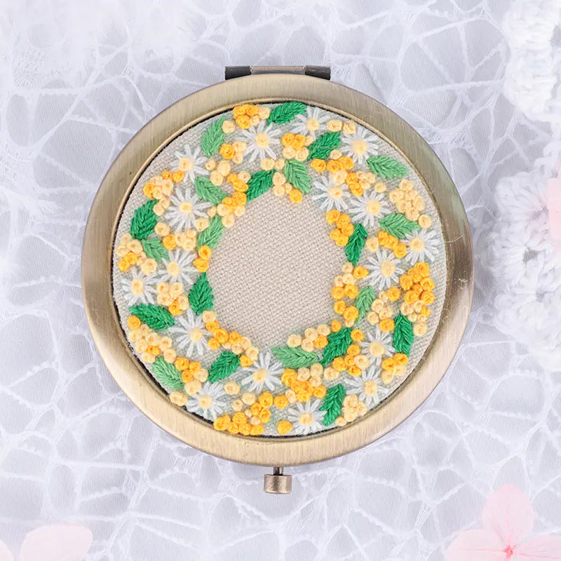 🌼 Flower Handmade Embroidery Mirror Craft – DIY Kit (9 Whimsical Variants)