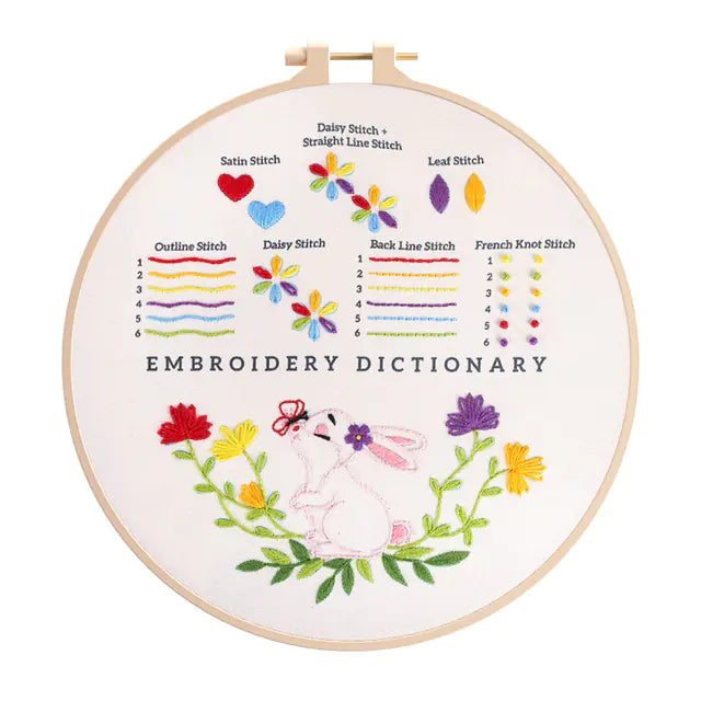 DIY Easy Embroidery Kit – Beginner‑Friendly Printed Pattern Set (18 Color Variations, Plastic or Bamboo Hoop)