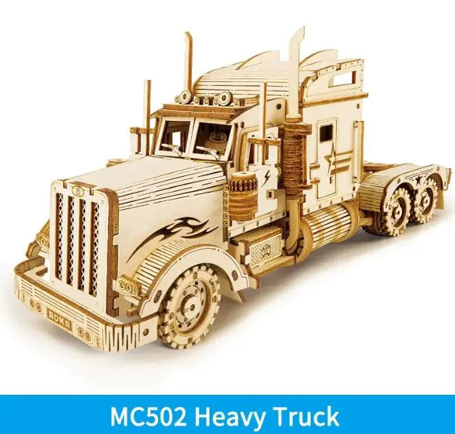 MC502 Heavy Truck – 3D Wooden Semi Truck Puzzle Model with Moving Parts (Ages 8+)