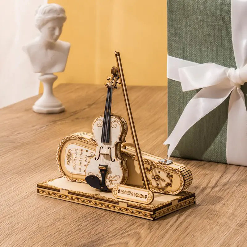 Wooden Violin – 3D Puzzle Model Kit with Bow & Case (Ages 8+, No Tools Required)