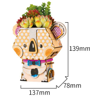 WhimsiPlanters – DIY Wooden 3D Puzzle Succulent Holders (5 Character Variants)