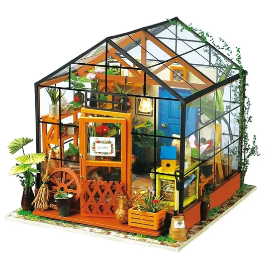 Robotime DIY Miniature Greenhouse Kit – Build Your Own Indoor Garden Retreat
