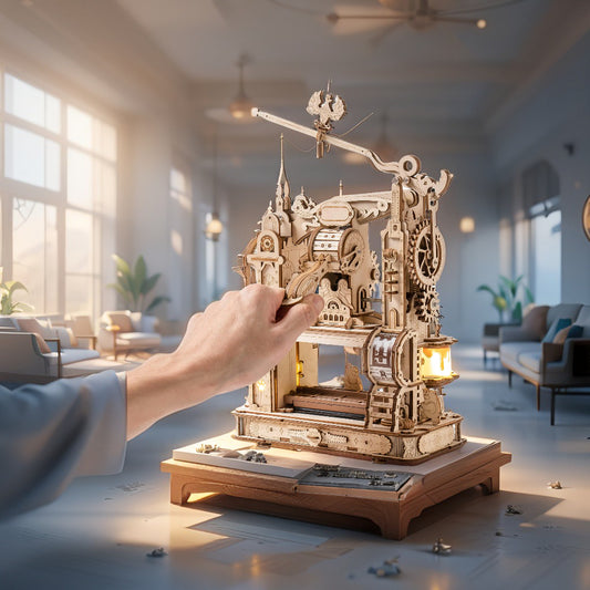 ROKR “Heritage Press” – Mechanical 3D Wooden Printing Press Model with Self‑Inking System (303 Pieces)