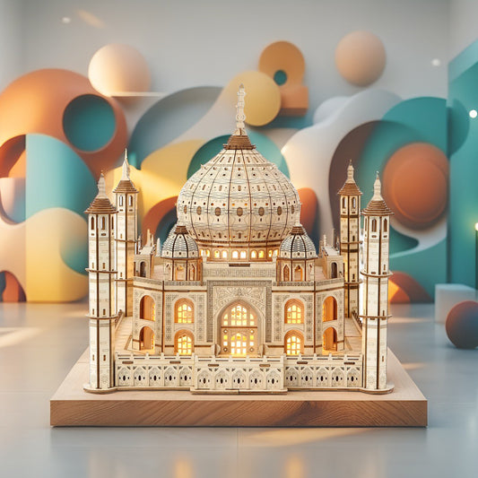 Taj Mahal Castle – 3D Wooden Puzzle with LED Illumination (388 Pieces) | Elegant DIY Architectural Model