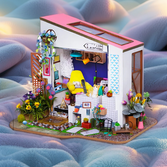 Garden Loft Studio – DIY Creative Workshop Miniature Kit with LED | Handcrafted Art Space Décor for Adults & Teens