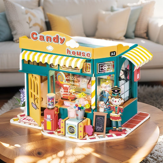 Robotime Miniature Dollhouse Kit – Candy House DIY Craft for Adults