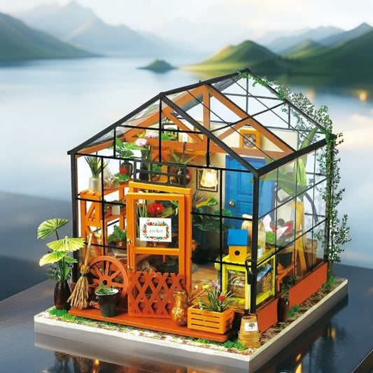 Robotime DIY Miniature Greenhouse Kit – Build Your Own Indoor Garden Retreat