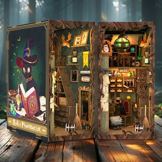 DIY Book Nook Kit – 3D Wooden Puzzle for Adults & Teens | Cozy Bookshelf Insert Craft