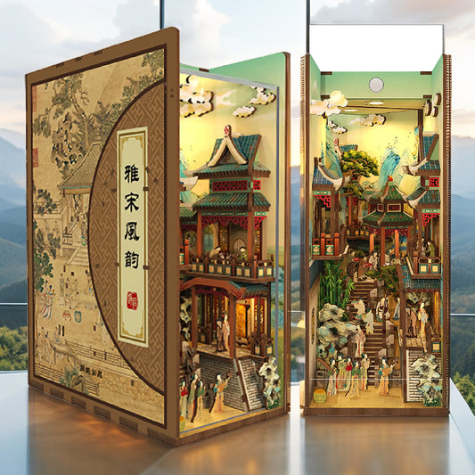 Song Dynasty DIY Book Nook Kit – 3D Chinese Puzzle with Touch & Motion Sensor Light