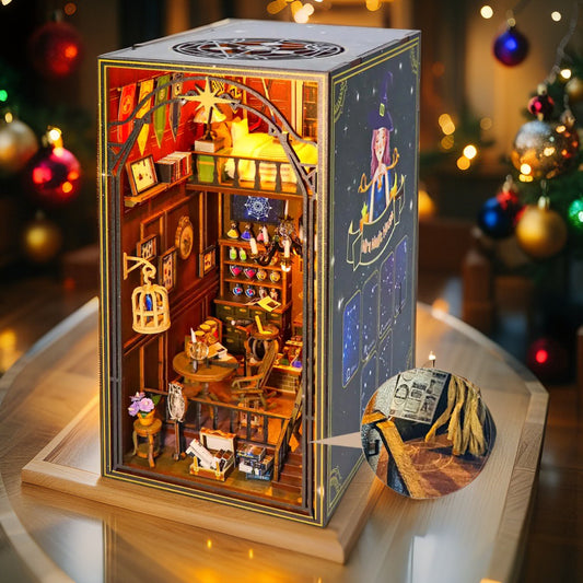 Mira Magie House DIY Book Nook Kit – 3D Wooden Puzzle with Fantasy Apothecary Scene & LED Lights