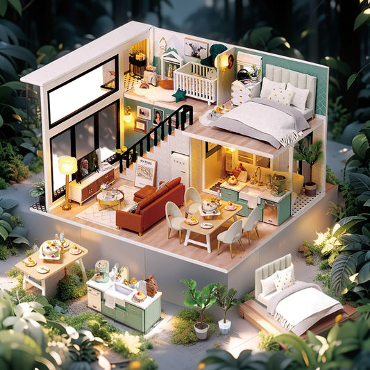 Comfortable Life DIY Miniature Dollhouse Kit – 3D Wooden Puzzle with Furniture & Music Box