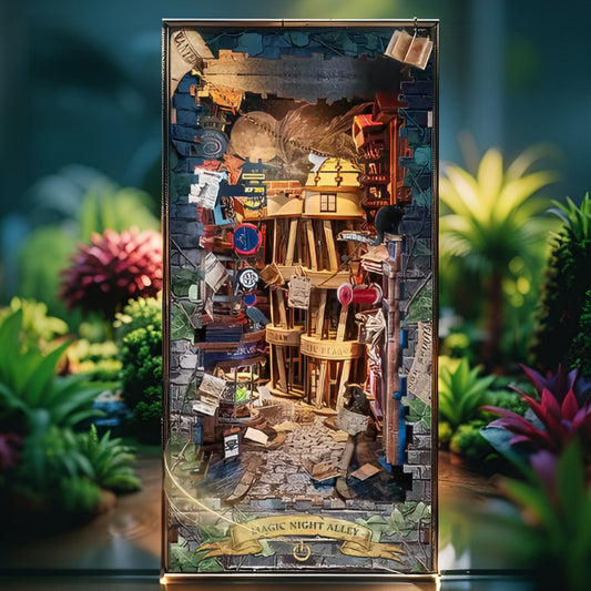 Magic Night Alley DIY 3D Book Nook – Whimsical Miniature Build for Adults & Collectors