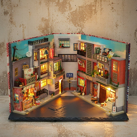 Old Time Lane DIY Miniature Kit | Folding Street Scene with LED Lights