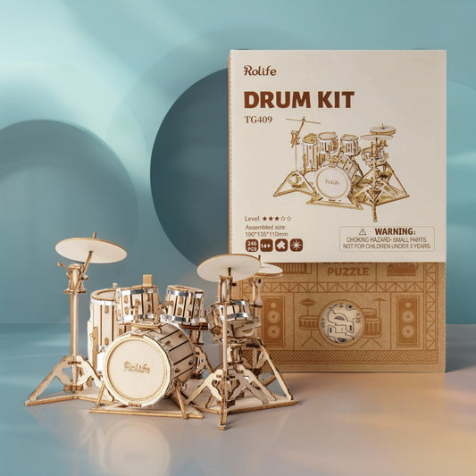 Drum Kit 3D Wooden Puzzle | DIY Musical Instrument Model Kit