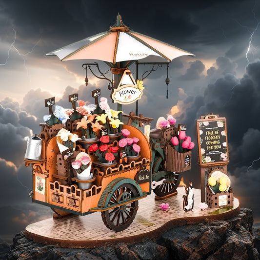 DIY Flower Cart 3D Wooden Puzzle | Charming European Model Kit