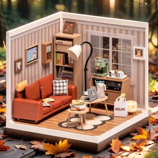 DIY Miniature Room Kit | Cozy Living Room with LED Lights