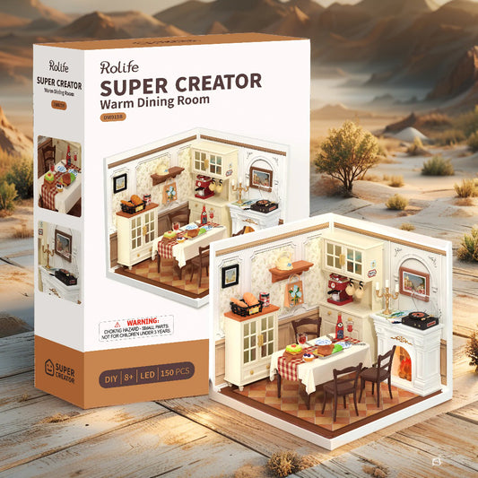 DIY Miniature Dining Room Kit | Warm & Cozy Stackable Model