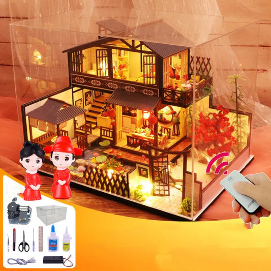 Lin Xigu H DIY Miniature House | Enchanting Asian Villa with Music Box