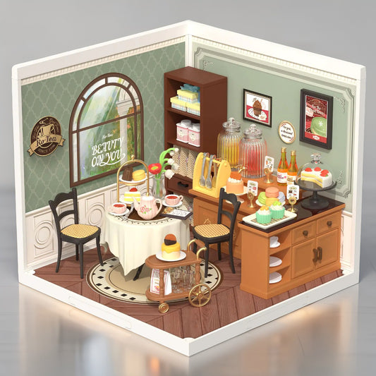 Sweet Sips Tea Room | DIY Miniature Kit with LED Lights