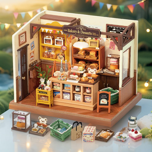 Becka's Bakery DIY Miniature Kit | Cozy Bakeshop with LED Lights