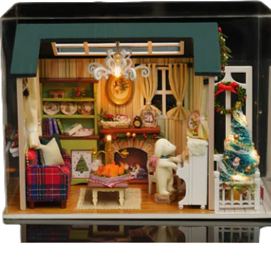 Holiday Time DIY Miniature House Kit | Festive Scene with Music Box & Lights