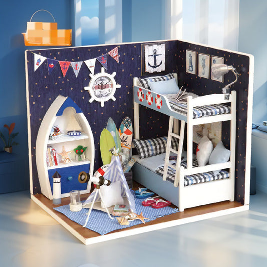 Coastal Dreams Loft – DIY Nautical Bedroom Kit with LED | Handcrafted Seaside Décor for Adults & Teens