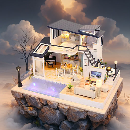 Summer Lights Cabin – DIY Sound & LED Miniature Villa Kit | Handcrafted Retreat for Display & Gifting