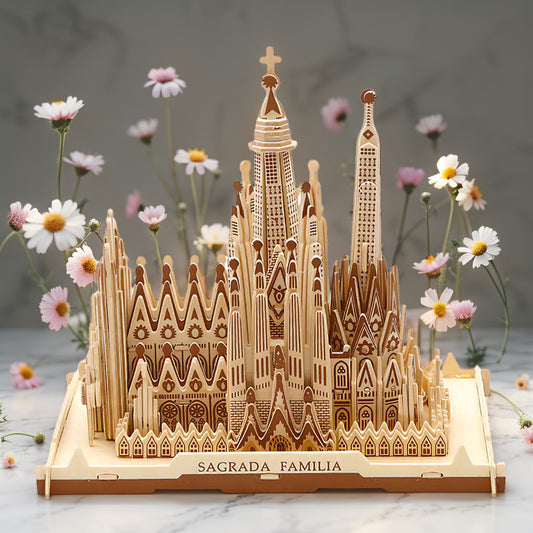 Sagrada Familia Basilica, Barcelona – 3D Wooden Puzzle with Light Feature (Precision‑Cut Landmark Model for Display & Gifting)