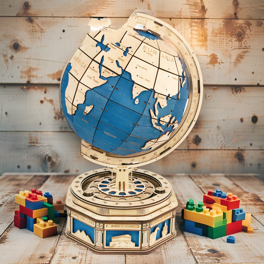 Geographer’s Globe – 3D Wooden Puzzle Model Kit (High‑Detail World Map, Ages 14+)