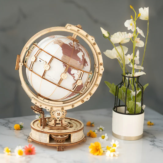 Globe Horizon – 3D Wooden Puzzle Model Kit with Rotating Axis (Ages 14+)