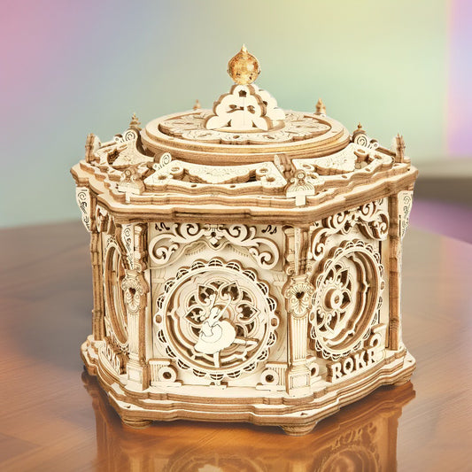 ROKR 3D Wooden Puzzles Music Box (Secret Garden) - Model Kits for Adults Spinning Musical Jewelry Box Vintage Keepsakes Storage Gifts for Teens/Woman/Man