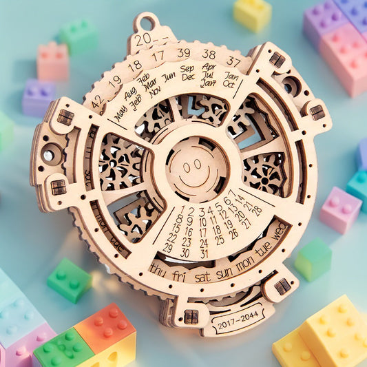 3D Wooden Mechanical Perpetual Calendar – DIY Gear‑Driven Date Display (Years 2017–2044)