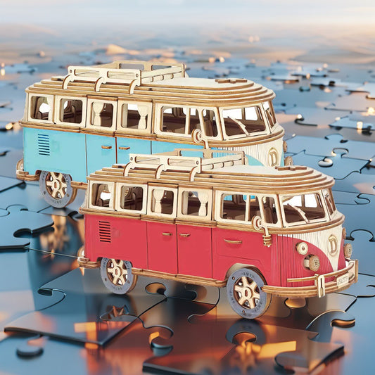 DIY Wooden 3D Camper Puzzle – Red or Blue Variant (226 Pieces, Ages 15+)